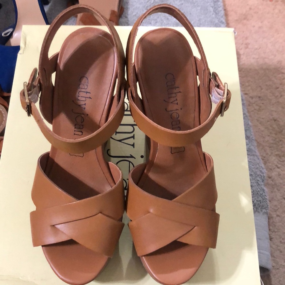 Brown wedge heels